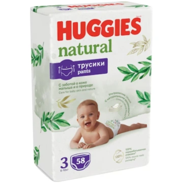 Huggies Natural 3 vienreizlietojamās biksītes 6-10
