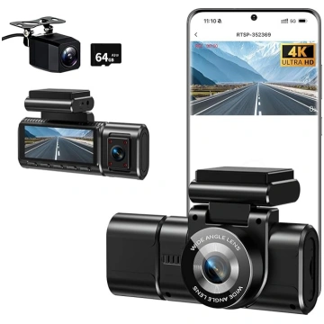 4K Dash Cam Automašīnas priekšējā aizmugurējā kame