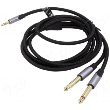 Cable | Jack 3.5mm 3pin plug,Jack 6,3mm plug x2 | 