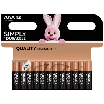 Duracell Simply šarminiai elementai AAA, 12 vnt
