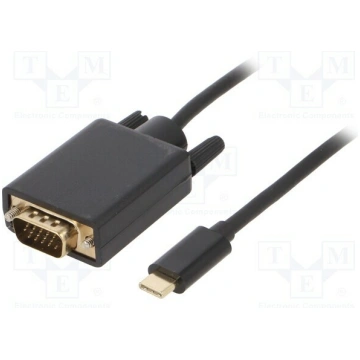 Adapter; D-Sub 15pin HD plug,USB C plug; gold-plat