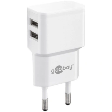Telefona lādētājs Goobay, USB/AC/DC, 7.15 cm, balt