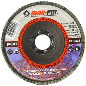 Vēdekļveida slīpēšanas disks D125x22.2 mm, P60 ,M0