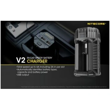 Nitecore V2 automobilinis įkroviklis NC-V2-180748