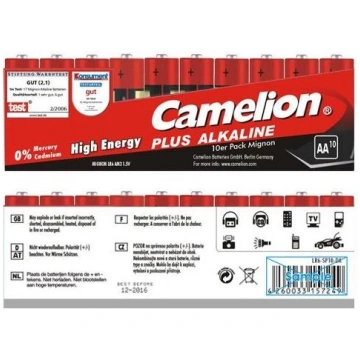Vienreizējās lietošanas baterija CAMELION LR6-SP10