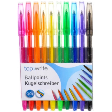 Krāsainas pildspalvas Topwrite, 10 gab