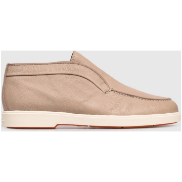 Beige leather deserts with logo Santoni
