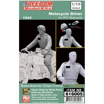 German WWII Motorcycle Driver for BMW R75 (3D-Prin