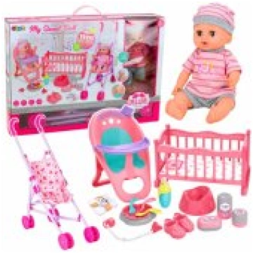 LEAN Toys Interactive Baby Doll Peeing Stroller Cr