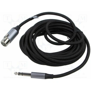 Cable; Jack 6,3mm plug,XLR female 3pin; 5m; Øcable