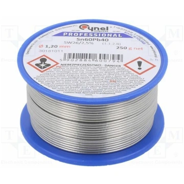 Tin; lead-based; Sn60Pb40; 1.2mm; 250g; reel; 190°