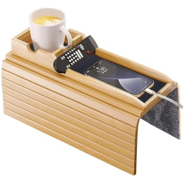 Sofa Aram Tray with Removable Couch Drink Holder, 