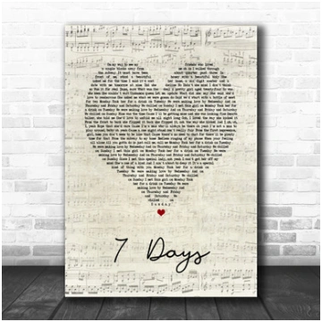 Craig David 7 Days Script Heart Song Lyric Print