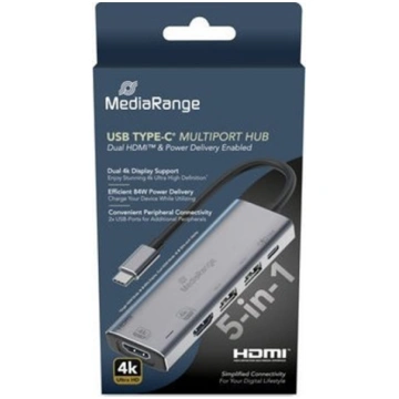 Mediarange HUB USB-C 5 in 1 Multiport Adapter, sil