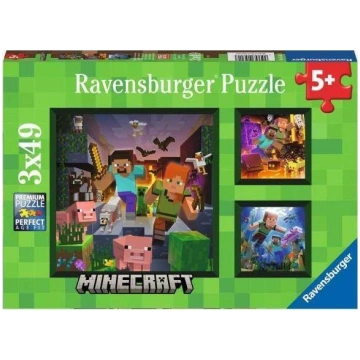 Ravensburger Minecraft puzle 3x49, 5+