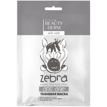 BEAUTYDERM Pretnovecošanās auduma maska Animal Zeb