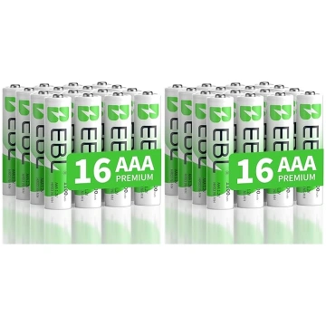 EBL AAA akumulators 1100 mAh, 16 baterijas, 1,2 V,