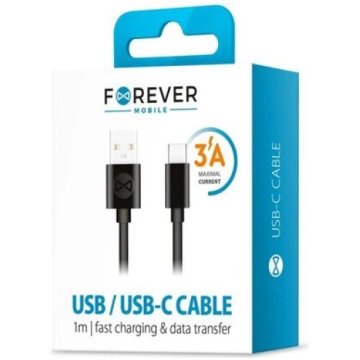 Forever kabelis USB - USB-C 1,0 m 3A melns
