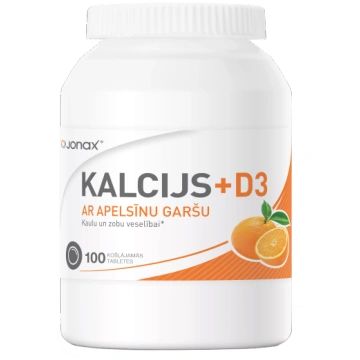 JONAX Kalcijs 500mg + D3 košļājamās tabletes, 100 