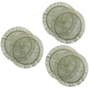 SHOWERORO Pack of 6 Hessian Tassel Placemats Braid
