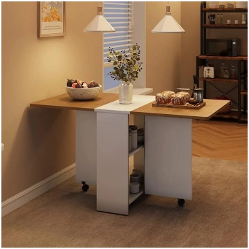 Mobile Folding Dining Table, Folding Table with 2 