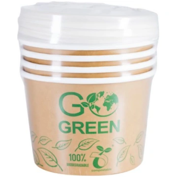 Kompostējamie ēdienu trauki ar vāciņiem Go Green 4