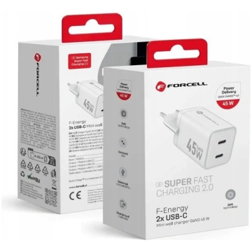 Lādētājs - FORCELL - 45W - Dubultā USB-C - GaN III