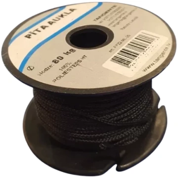 Aukla vīta d1.5mm/50gr, poliestera melna