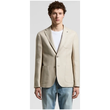 Single-breasted blazer in pure linen gabardine Woo