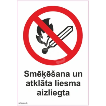 Zīme Smēķēšana un atklāta liesma aizliegta Plastik