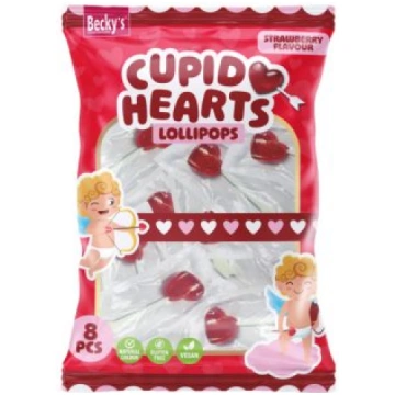 Karameles uz kociņa CUPID HEARTS 96g