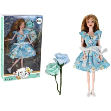Children"s Doll Emily Spring Long Hair Blue Flower