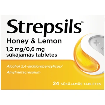 STREPSILS Honey&Lemon 1,2 mg/0,6 mg sūkājamās tabl