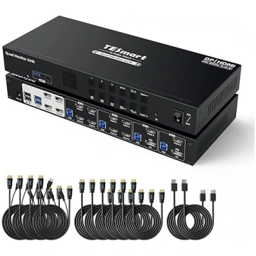 TESmart USB 3.0 MST HDMI+DP KVM slēdzis 4 monitori