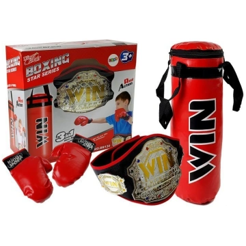 Boxing set, bag, gloves, belt Lean Toys