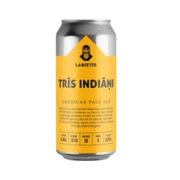 Alus LABIETIS Trīs Indiāņi 5% 0,44L sk.D