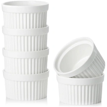 Jassceram 6 unces rameikinu komplekts, 6 porcelāna