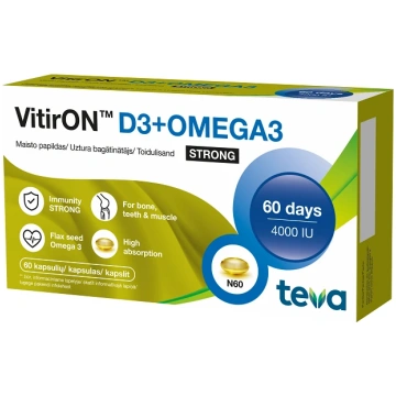 VitirON D3+Omega 3 Strong, 60 kapsulas