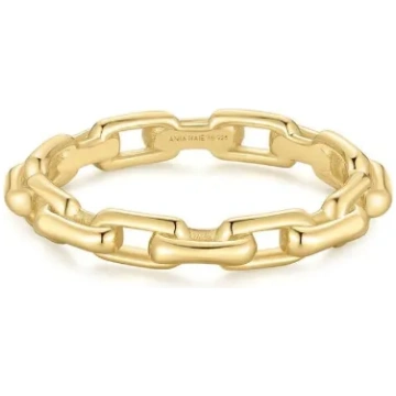 Ania Haie Gold Paper Clip Link Ring: Ring size 58