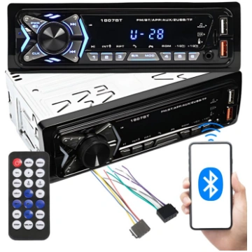 Auto radio 1-DIN ar Bluetooth USB AUX SD brīvroku