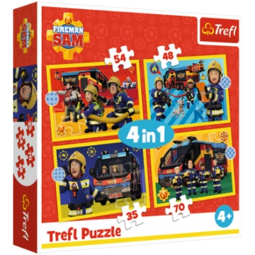 TREFL FIREMAN SAM Pužļu komplekts 4in1 ugunsdzēsēj
