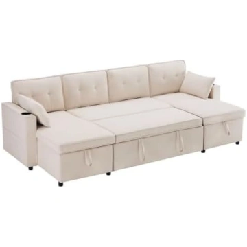 HAINEW Modern Sofa Bed Corner Sofa with Sleep Func