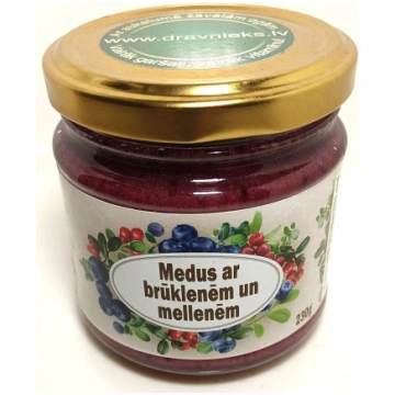 Medus ar brūklenēm un mellenēm 230g LIO Dravnieks