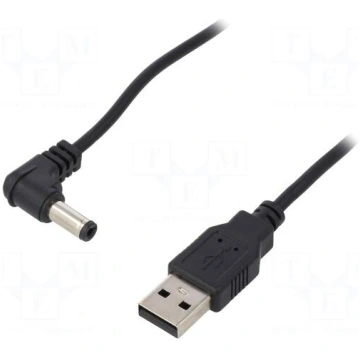 Cable | USB A plug,DC 5,5/2,5 plug | black | 0.5m 