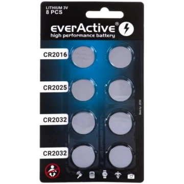 8 lithium battery set everActive 4 x CR2032, 2 x C