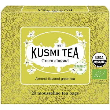 Bio zaļā tēja Green Almond skārdene 100 g Kusmi