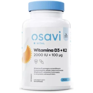 OSAVI vitamīns D3 + K2, 2000 SV + 100 mcg (120 kap