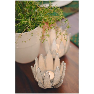 White Protea Tea Light Holder Simba