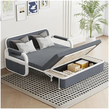 Homary Deep Grey Pull-Out Sofa Bed with Storage Sp