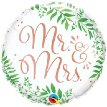 45 cm Folija balons Mr&Mrs Elegant Greenery